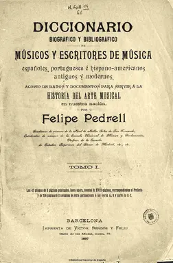 Diccionario biográfico y bibliográfico de músicos españoles y escritores de música